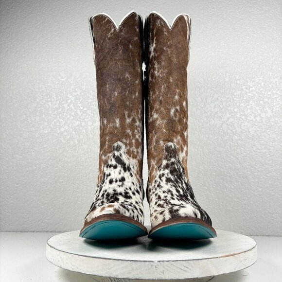NEW Lane PLAIN JANE Hair on Hide Cowboy Boots Womens 9 Leather Cowgirl Western - Picture 2 of 9